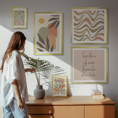 Modernes wandbilder-set Stilvolle pastellfarbene Pflanzendekorationen