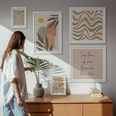 Modernes wandbilder-set Stilvolle pastellfarbene Pflanzendekorationen