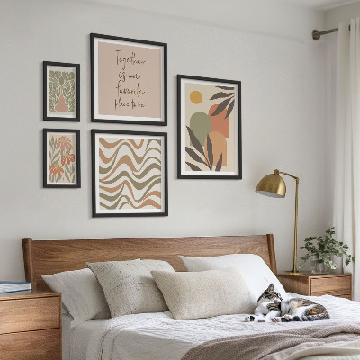 Modernes wandbilder-set Stilvolle pastellfarbene Pflanzendekorationen