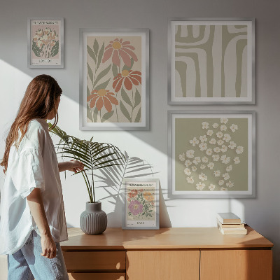 Modernes wandbilder-set Blumenmuster London Paris Boho