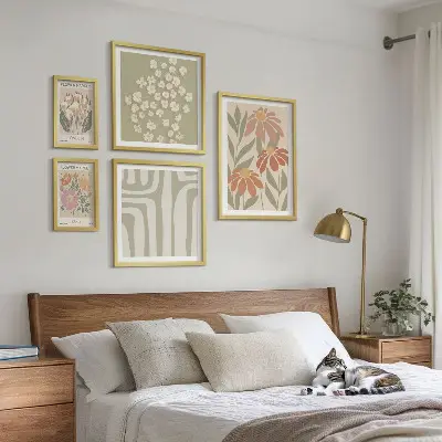 Modernes Wandbilder-Set mit Blumenmuster im London Paris Boho Stil