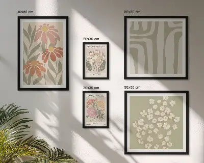 Modernes Wandbilder-Set mit Blumenmuster im London Paris Boho Stil