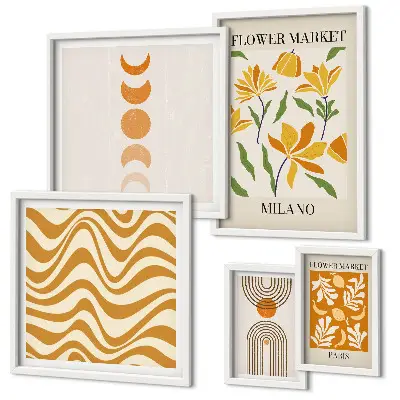 Modernes Wandbild-Set mit stilvollen Blumendekorationen