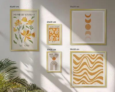Modernes Wandbild-Set mit stilvollen Blumendekorationen