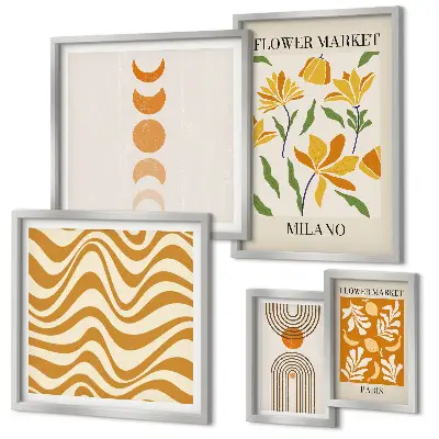 Modernes Wandbild-Set mit stilvollen Blumendekorationen