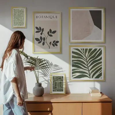 Modernes Wandbilder-Set mit Pflanzeninspirationen