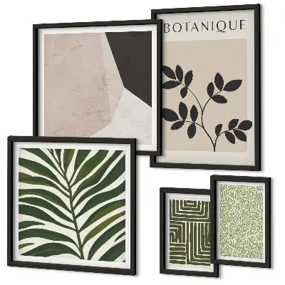 Modernes Wandbilder-Set mit Pflanzeninspirationen