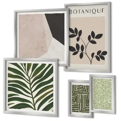 Modernes Wandbilder-Set mit Pflanzeninspirationen