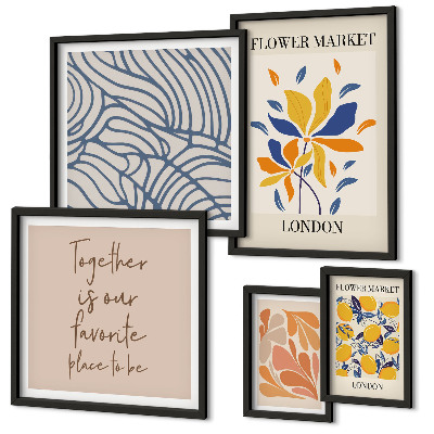 Bildergalerie-set für die wand Blumenmotive, Londoner Inschriften