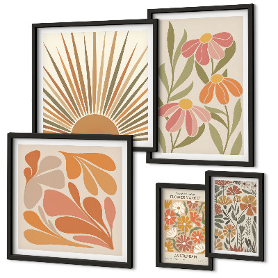 Bildergalerie-set für die wand Geometrische Blumen im Boho-Stil