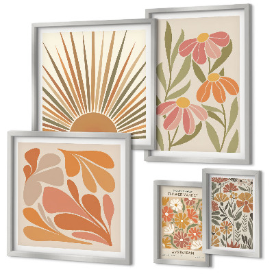 Bildergalerie-set für die wand Geometrische Blumen im Boho-Stil