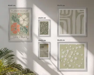 Modernes Wandbilder-Set mit Pflanzenmotiven und Boho-Mustern