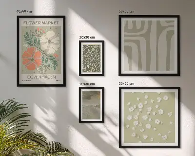 Modernes Wandbilder-Set mit Pflanzenmotiven und Boho-Mustern