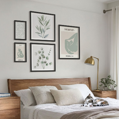 Bilderset fürs sofa Stilvolle Pflanzen- und abstrakte Grafiken