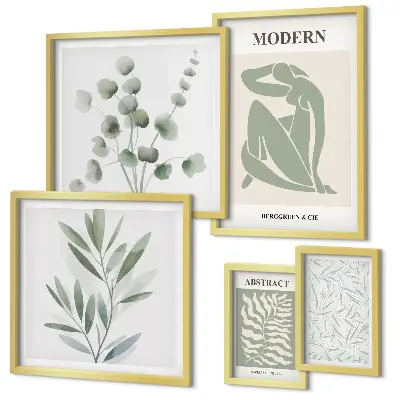 Bildergalerie-Set für die Wand mit stilvollen dekorativen Pflanzenmotiven
