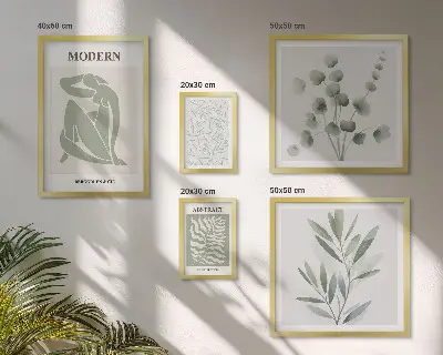 Bildergalerie-Set für die Wand mit stilvollen dekorativen Pflanzenmotiven