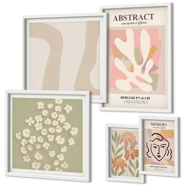 Bildergalerie-set für die wand Stilvolles Interieur mit abstrakten Blumen