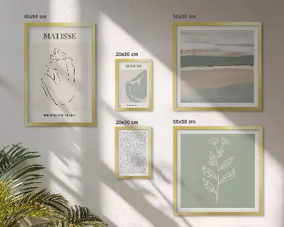Modernes Wandbilder-Set mit stilvollen Pflanzengrafiken