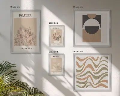 Bildergalerie-Set für die Wand mit stilvollen Pflanzenabstraktionen