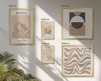 Bildergalerie-Set für die Wand mit stilvollen Pflanzenabstraktionen