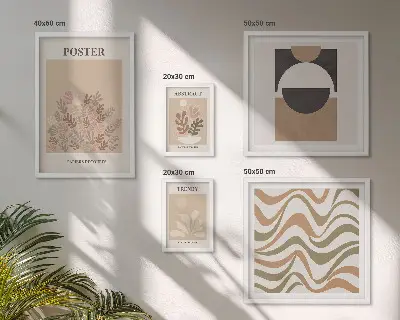 Bildergalerie-Set für die Wand mit stilvollen Pflanzenabstraktionen
