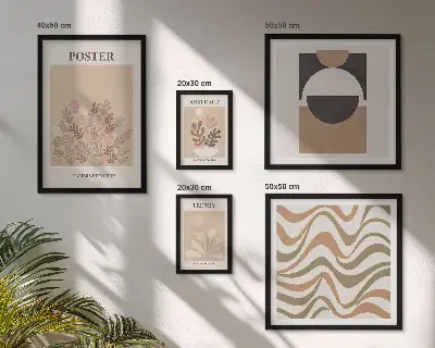 Bildergalerie-Set für die Wand mit stilvollen Pflanzenabstraktionen