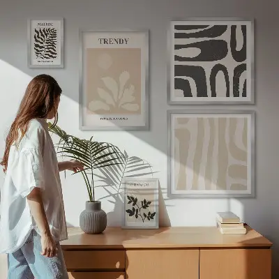 Bilderset fürs Sofa mit stilvollen Pflanzenmotiven