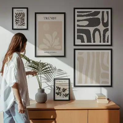 Bilderset fürs Sofa mit stilvollen Pflanzenmotiven
