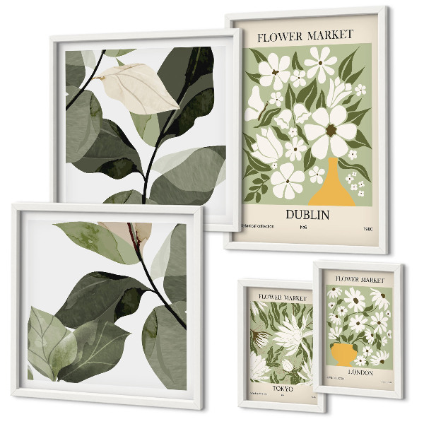 Bildergalerie-set für die wand Blumenmotive London Dublin Tokio