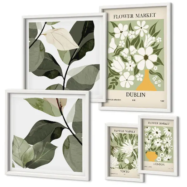 Bildergalerie-Set für die Wand mit Blumenmotiven aus London, Dublin und Tokio