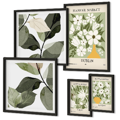 Bildergalerie-set für die wand Blumenmotive London Dublin Tokio