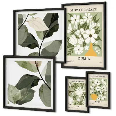 Bildergalerie-Set für die Wand mit Blumenmotiven aus London, Dublin und Tokio