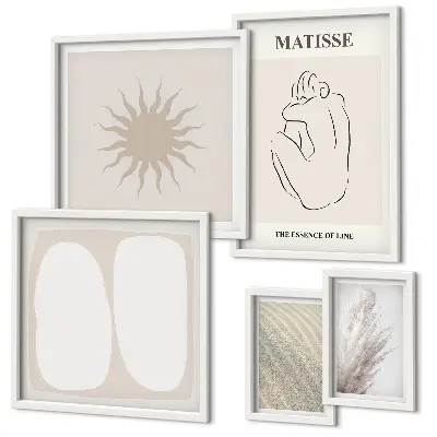 Modernes Wandbilder-Set mit minimalistischen Formen im Boho-Stil