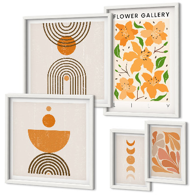 Modernes wandbilder-set Stilvolle Blumen und Geometrie