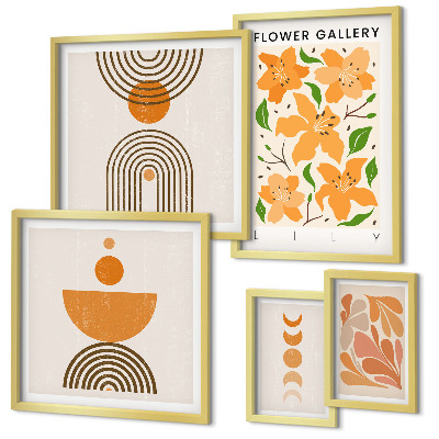 Modernes wandbilder-set Stilvolle Blumen und Geometrie