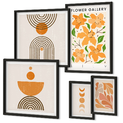 Modernes wandbilder-set Stilvolle Blumen und Geometrie