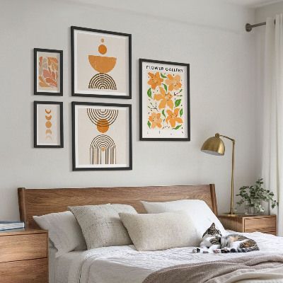 Modernes wandbilder-set Stilvolle Blumen und Geometrie