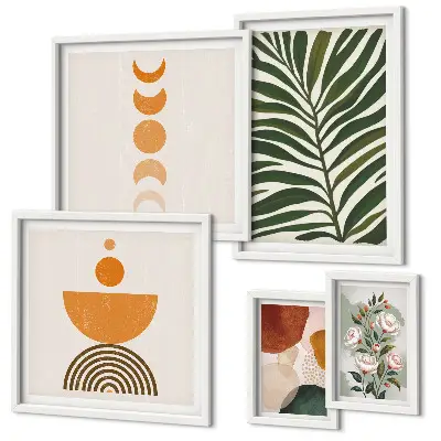 Bildergalerie-Set für die Wand mit Pflanzenmuster und Boho-Formen