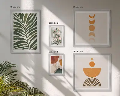 Bildergalerie-Set für die Wand mit Pflanzenmuster und Boho-Formen
