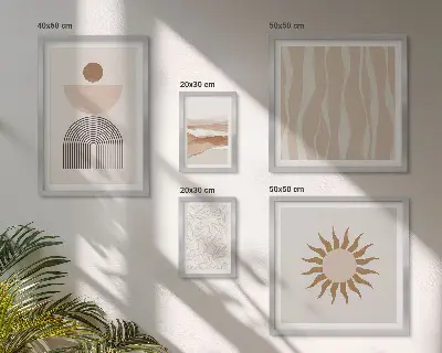Bilderset fürs Sofa mit stilvollen abstrakten Naturformen