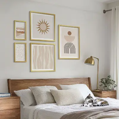 Bilderset fürs Sofa mit stilvollen abstrakten Naturformen