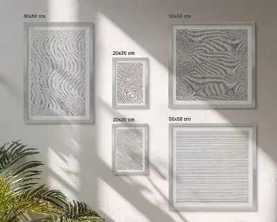 Modernes Wandbilder-Set mit Sandmuster-Strukturen und Geometrie