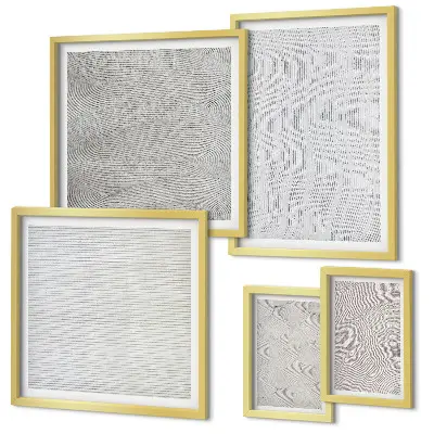 Modernes Wandbilder-Set mit Sandmuster-Strukturen und Geometrie