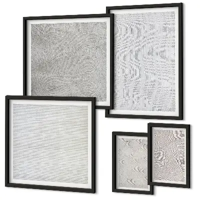 Modernes Wandbilder-Set mit Sandmuster-Strukturen und Geometrie
