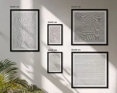 Modernes Wandbilder-Set mit Sandmuster-Strukturen und Geometrie