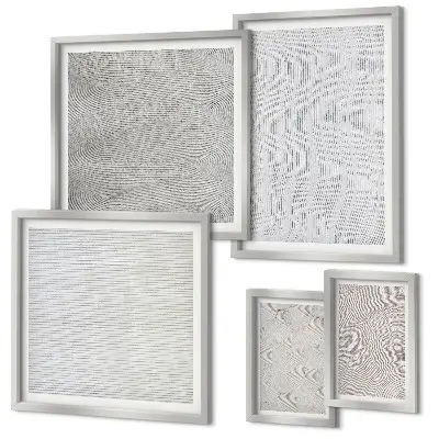 Modernes Wandbilder-Set mit Sandmuster-Strukturen und Geometrie