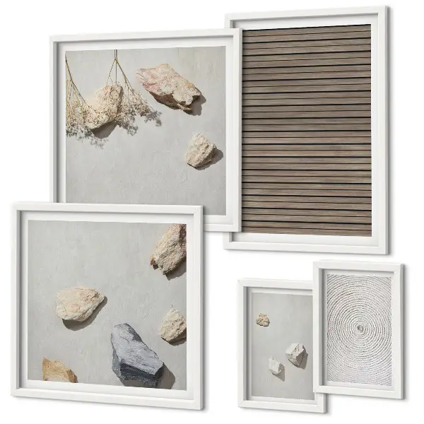 Bildergalerien-Set für die Wand natürliche Texturen von Holz und Steinen
