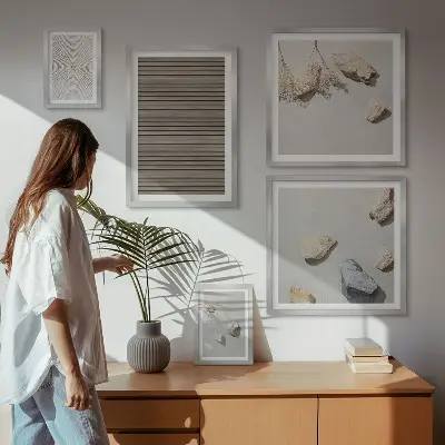 Bildergalerien-Set für die Wand natürliche Texturen von Holz und Steinen