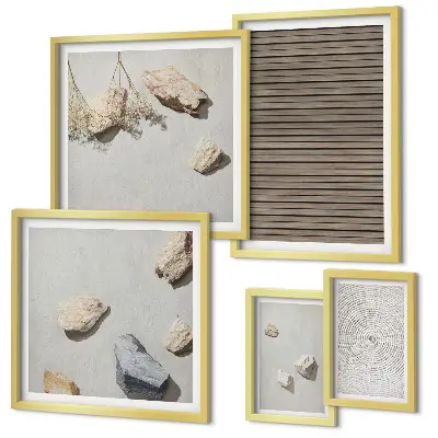 Bildergalerien-Set für die Wand natürliche Texturen von Holz und Steinen