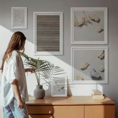 Bildergalerien-Set für die Wand natürliche Texturen von Holz und Steinen